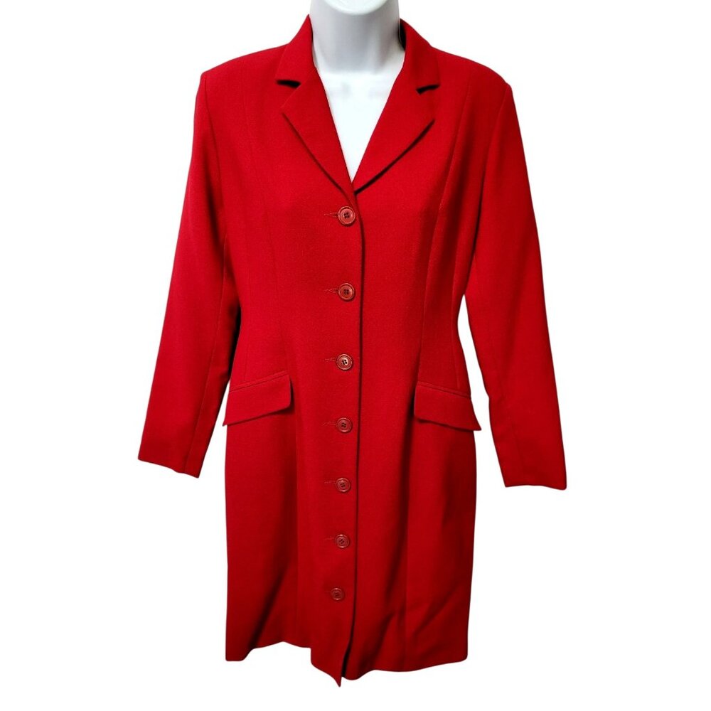 Vintage Harve Benard Coat Womens 4 Red 100% Wool‎ Knee Length Button Collar